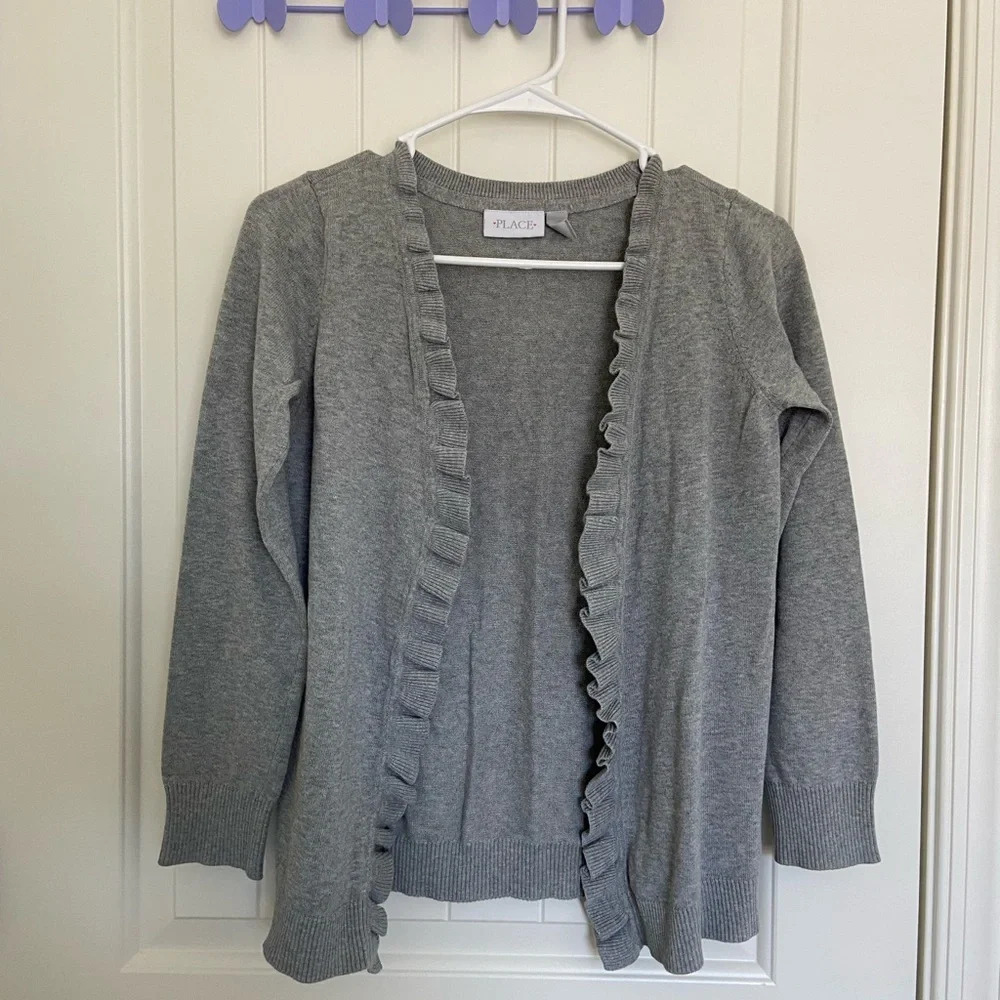 Children’s‎ Place girl’s open ruffled knit cardigan — size 14